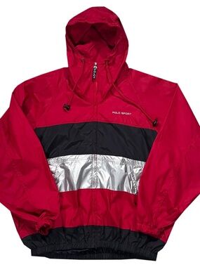 Vintage Polo Sport Ralph Lauren Red / Silver Windbreaker (Size M)